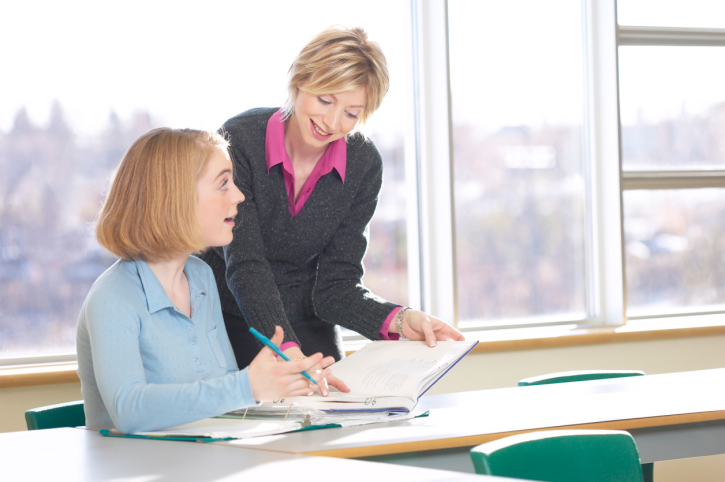 Businesswoman working with intern